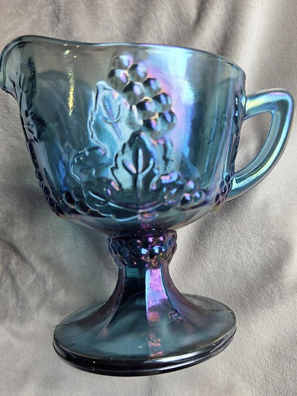 Vintage Colony Harvest Blue Carnival Glass Creamer & Sugar Set | Indiana Glass